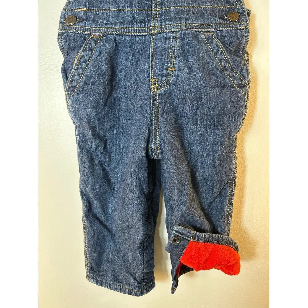 OSHKOSH B’GOSH Unisex Toddler Fleece Lined Jean Bib Overalls / Size: 12 Months
